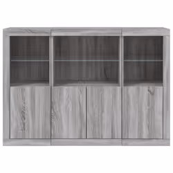 vidaXL Sideboards with LED Lights Cupboard 3 pcs Concrete Grey Engineered Wood - grey sonoma - Additional view 5