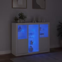 vidaXL Sideboards with LED Lights Cupboard 3 pcs Smoked Oak Engineered Wood - white