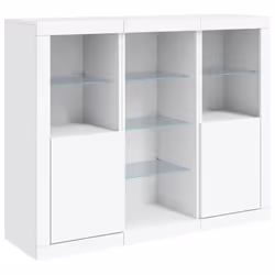 vidaXL Sideboards with LED Lights Cupboard 3 pcs Smoked Oak Engineered Wood - white - Additional view 4
