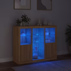 vidaXL Sideboards with LED Lights Cupboard Engineered Wood - sonoma oak - Additional view 2