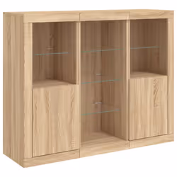 vidaXL Sideboards with LED Lights Cupboard Engineered Wood - sonoma oak - Additional view 4