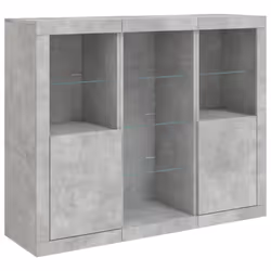 vidaXL Sideboards with LED Lights Cupboard 3 pcs Smoked Oak Engineered Wood - concrete grey - Additional view 4