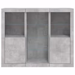 vidaXL Sideboards with LED Lights Cupboard 3 pcs Smoked Oak Engineered Wood - concrete grey - Additional view 5