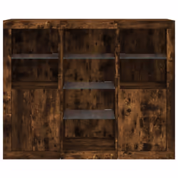 vidaXL Sideboards with LED Lights Cupboard 3 pcs Smoked Oak Engineered Wood - smoked oak - Additional view 5
