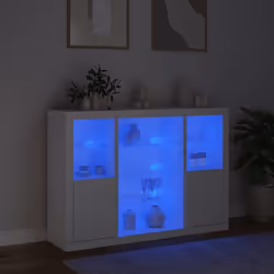 vidaXL Sideboards with LED Lights Cupboard Side Cabinet 3 pcs Engineered Wood - white - Additional view 2