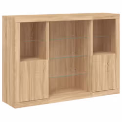 vidaXL Sideboards with LED Lights Cupboard Side Cabinet 3 pcs Engineered Wood - sonoma oak - Additional view 4