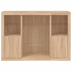 vidaXL Sideboards with LED Lights Cupboard Side Cabinet 3 pcs Engineered Wood - sonoma oak - Additional view 5