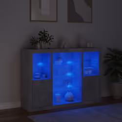 vidaXL Sideboards with LED Lights Cupboard Side Cabinet 3 pcs Engineered Wood - concrete grey - Additional view 2