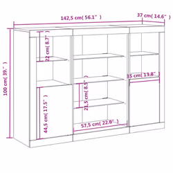 vidaXL Sideboards with LED Lights Cupboard Side Cabinet 3 pcs Engineered Wood - concrete grey - Additional view 3