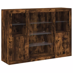 vidaXL Sideboards with LED Lights Cupboard Side Cabinet 3 pcs Engineered Wood - smoked oak - Additional view 4