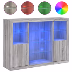 vidaXL Sideboards with LED Lights Cupboard Side Cabinet 3 pcs Engineered Wood - grey sonoma