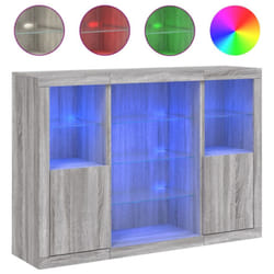 vidaXL Sideboards with LED Lights Cupboard Side Cabinet 3 pcs Engineered Wood - grey sonoma