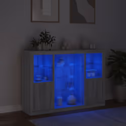vidaXL Sideboards with LED Lights Cupboard Side Cabinet 3 pcs Engineered Wood - grey sonoma