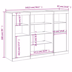 vidaXL Sideboards with LED Lights Cupboard Side Cabinet 3 pcs Engineered Wood - grey sonoma