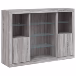 vidaXL Sideboards with LED Lights Cupboard Side Cabinet 3 pcs Engineered Wood - grey sonoma - Additional view 4
