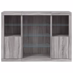 vidaXL Sideboards with LED Lights Cupboard Side Cabinet 3 pcs Engineered Wood - grey sonoma - Additional view 5