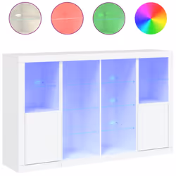 vidaXL Sideboards with LED Lights Cupboard 3 pcs Concrete Grey Engineered Wood - white