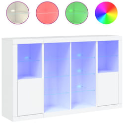 vidaXL Sideboards with LED Lights Cupboard 3 pcs Concrete Grey Engineered Wood - white