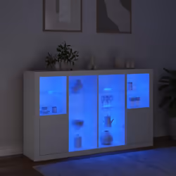 vidaXL Sideboards with LED Lights Cupboard 3 pcs Concrete Grey Engineered Wood - white