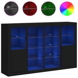 vidaXL Sideboards with LED Lights Cupboard 3 pcs Concrete Grey Engineered Wood - black