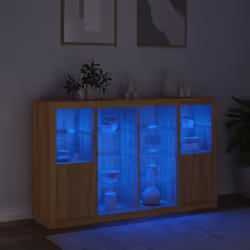 vidaXL Sideboards with LED Lights Cupboard 3 pcs Concrete Grey Engineered Wood - sonoma oak