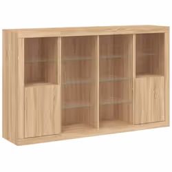 vidaXL Sideboards with LED Lights Cupboard 3 pcs Concrete Grey Engineered Wood - sonoma oak - Additional view 4