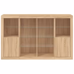 vidaXL Sideboards with LED Lights Cupboard 3 pcs Concrete Grey Engineered Wood - sonoma oak - Additional view 5
