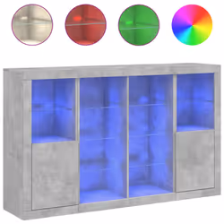 vidaXL Sideboards with LED Lights Cupboard 3 pcs Concrete Grey Engineered Wood - concrete grey