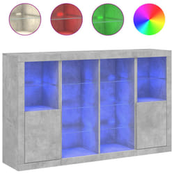 vidaXL Sideboards with LED Lights Cupboard 3 pcs Concrete Grey Engineered Wood - concrete grey