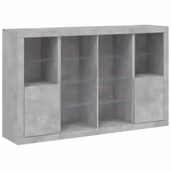 vidaXL Sideboards with LED Lights Cupboard 3 pcs Concrete Grey Engineered Wood - concrete grey - Additional view 4