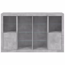 vidaXL Sideboards with LED Lights Cupboard 3 pcs Concrete Grey Engineered Wood - concrete grey - Additional view 5