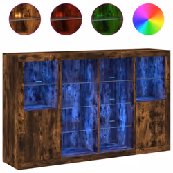 vidaXL Sideboards with LED Lights Cupboard 3 pcs Concrete Grey Engineered Wood - smoked oak