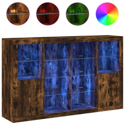 vidaXL Sideboards with LED Lights Cupboard 3 pcs Concrete Grey Engineered Wood - smoked oak