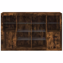 vidaXL Sideboards with LED Lights Cupboard 3 pcs Concrete Grey Engineered Wood - smoked oak - Additional view 5