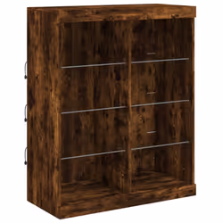 vidaXL Sideboards with LED Lights Cupboard 3 pcs Concrete Grey Engineered Wood - smoked oak - Additional view 7