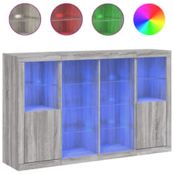 vidaXL Sideboards with LED Lights Cupboard 3 pcs Concrete Grey Engineered Wood - grey sonoma