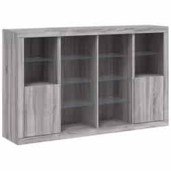 vidaXL Sideboards with LED Lights Cupboard 3 pcs Concrete Grey Engineered Wood - grey sonoma - Additional view 4