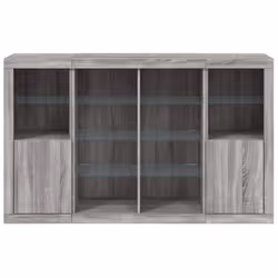 vidaXL Sideboards with LED Lights Cupboard 3 pcs Concrete Grey Engineered Wood - grey sonoma - Additional view 5