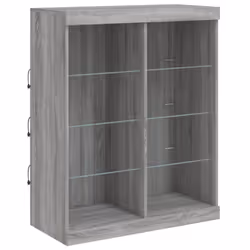 vidaXL Sideboards with LED Lights Cupboard 3 pcs Concrete Grey Engineered Wood - grey sonoma - Additional view 7