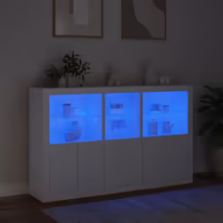 vidaXL Sideboard with LED Lights Home Cupboard Side Cabinet Storage Highboard - white - Additional view 4