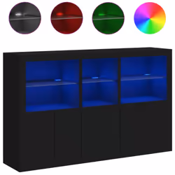 vidaXL Sideboard with LED Lights Home Cupboard Side Cabinet Storage Highboard - black