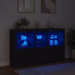 vidaXL Sideboard with LED Lights Home Cupboard Side Cabinet Storage Highboard - black - Additional view 4