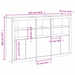 vidaXL Sideboard with LED Lights Home Cupboard Side Cabinet Storage Highboard - concrete grey - Additional view 3
