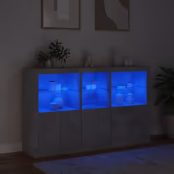 vidaXL Sideboard with LED Lights Home Cupboard Side Cabinet Storage Highboard - concrete grey - Additional view 4
