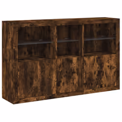 vidaXL Sideboard with LED Lights Home Cupboard Side Cabinet Storage Highboard - smoked oak - Additional view 2