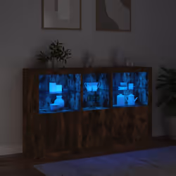 vidaXL Sideboard with LED Lights Home Cupboard Side Cabinet Storage Highboard - smoked oak - Additional view 4