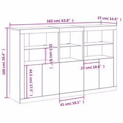 vidaXL Sideboard with LED Lights Home Cupboard Side Cabinet Storage Highboard - grey sonoma - Additional view 3