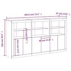 vidaXL Sideboard with LED Lights Home Cupboard Side Cabinet Storage Highboard - white - Additional view 3