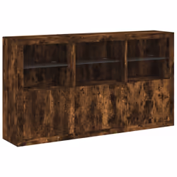 vidaXL Sideboard with LED Lights Home Cupboard Side Cabinet Storage Highboard - smoked oak - Additional view 2