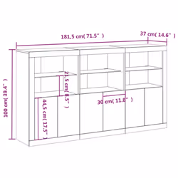 vidaXL Sideboard with LED Lights Home Cupboard Side Cabinet Storage Highboard - smoked oak - Additional view 3